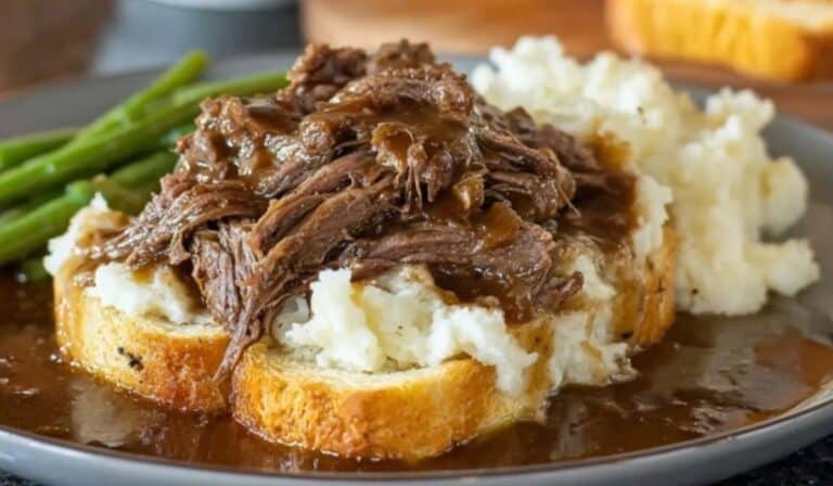 Slow Cooker Beef Manhattan recipe featured