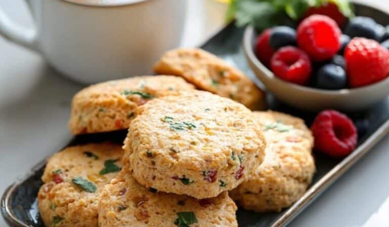 Breakfast Protein Biscuits on a rustic table