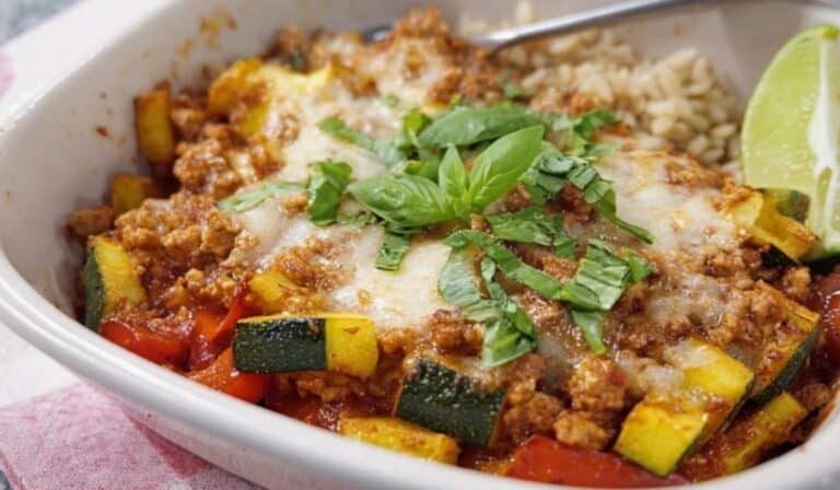 Ground Turkey and Peppers in Skillet