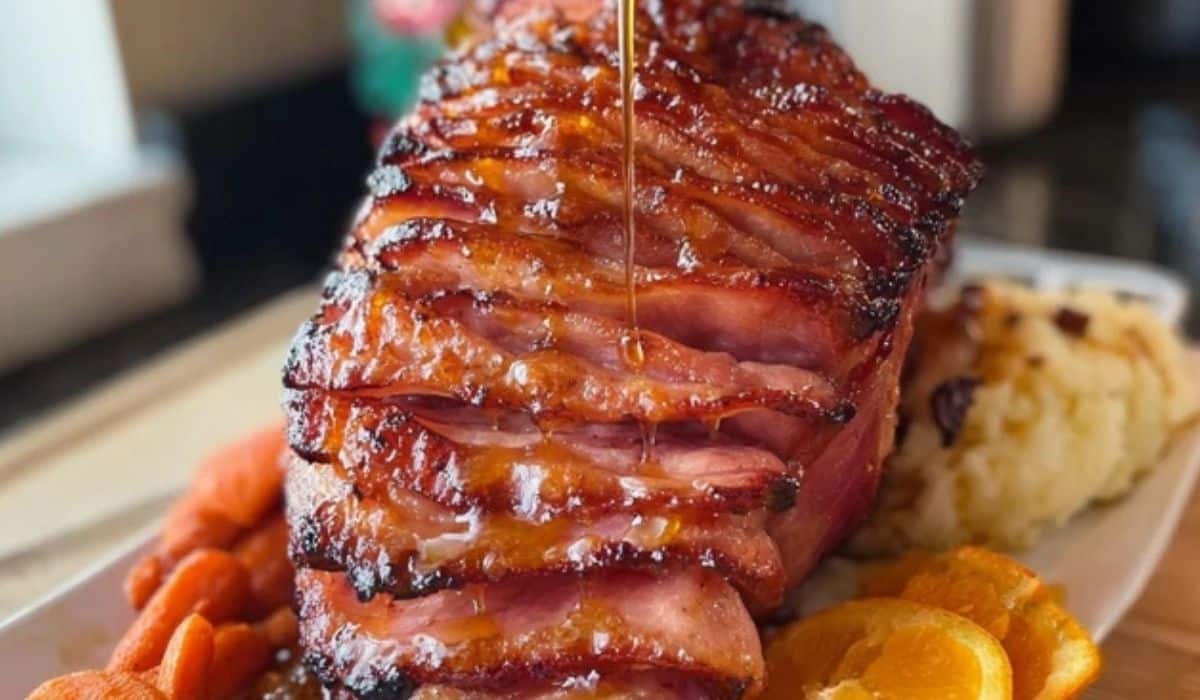Honey Baked Ham w/ Orange-Brown Sugar Glaze holiday centerpiece