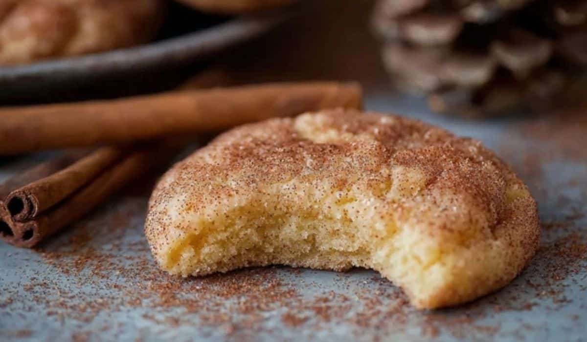 Soft Snickerdoodle Cookies stacked with cinnamon sugar coating