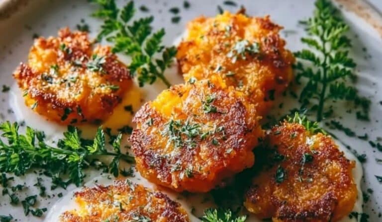 Crispy Smashed Carrots Bites served on a rustic plate