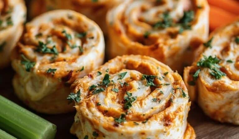 Buffalo Chicken Pinwheels appetizer platter