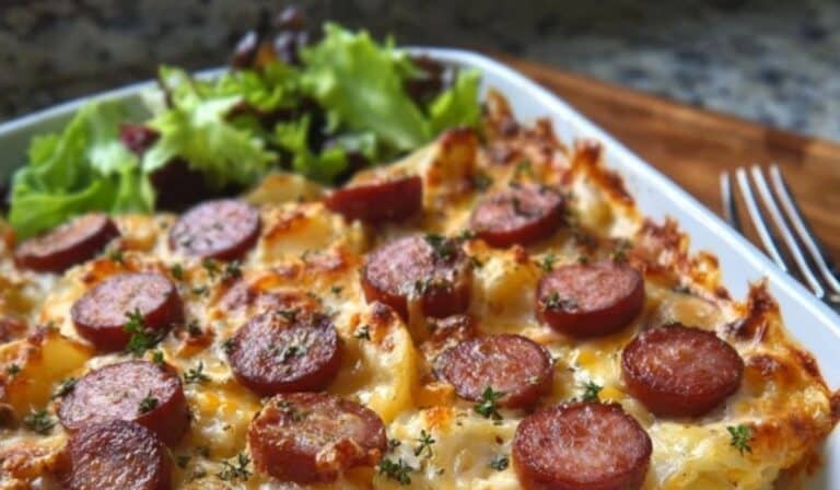kielbasa-sausage-cheesy-potato-casserole