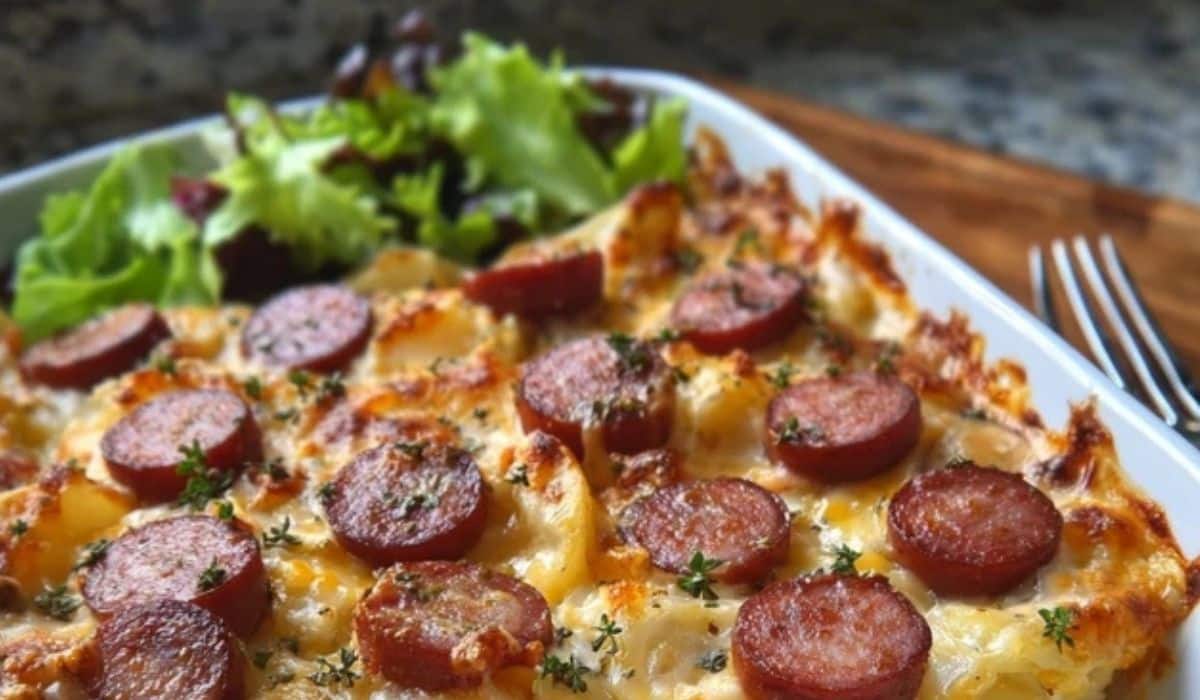 kielbasa-sausage-cheesy-potato-casserole