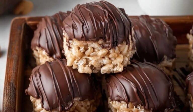 Crispy Rice Peanut Butter Treats on plate