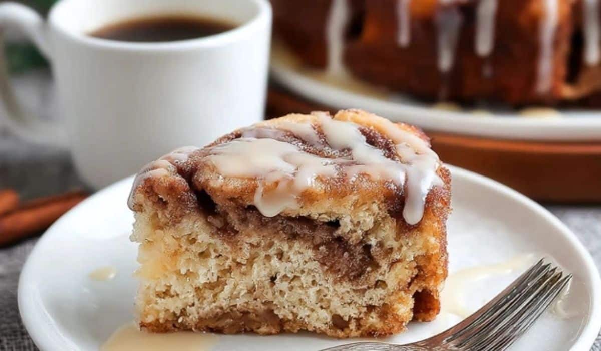 Cinnamon Roll Coffee Cake fresh from oven