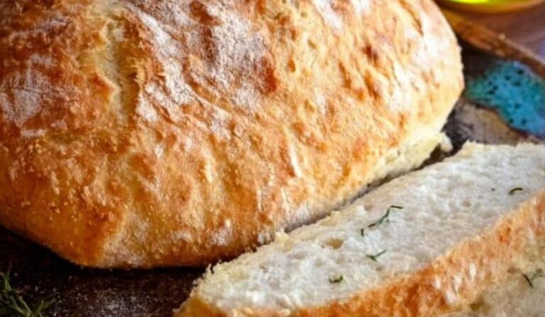 Rustic Italian Crusty Bread on wooden board