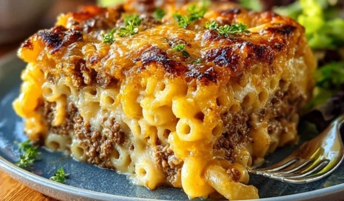 Mac and Cheese Meatloaf Casserole ingredients on counter