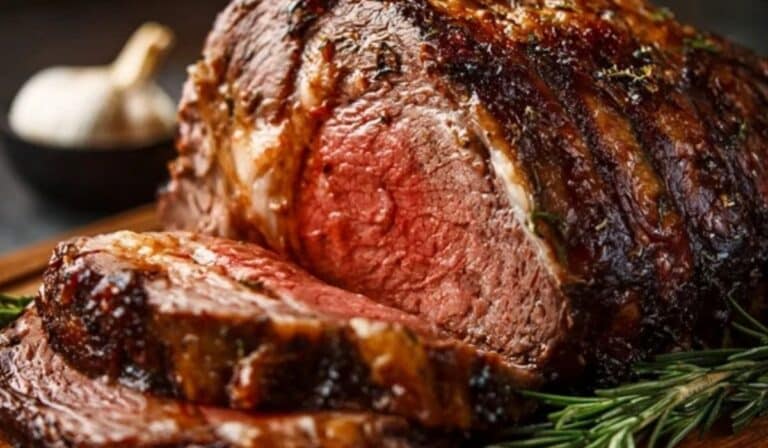 Classic Christmas Prime Rib holiday dinner table