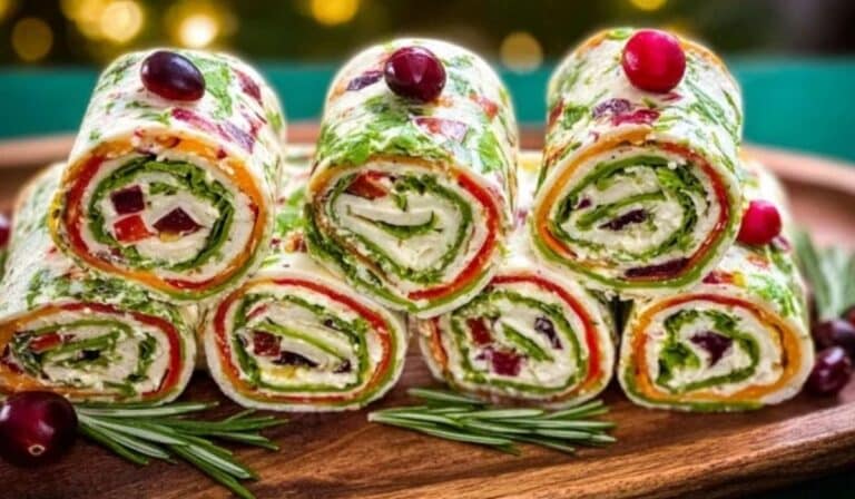 Christmas Pinwheels on holiday platter