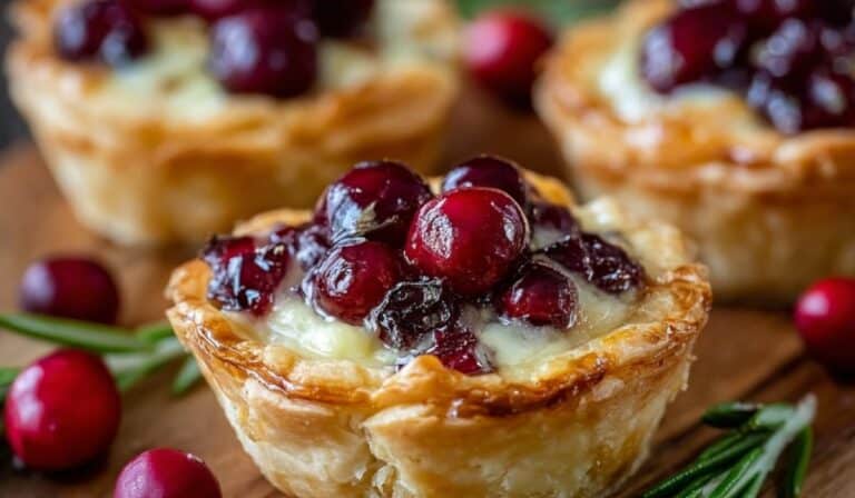Savory Cranberry and Brie Tartlets holiday appetizer