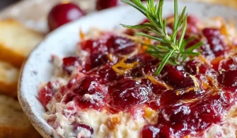 Cranberry Cream Cheese Dip on festive holiday table