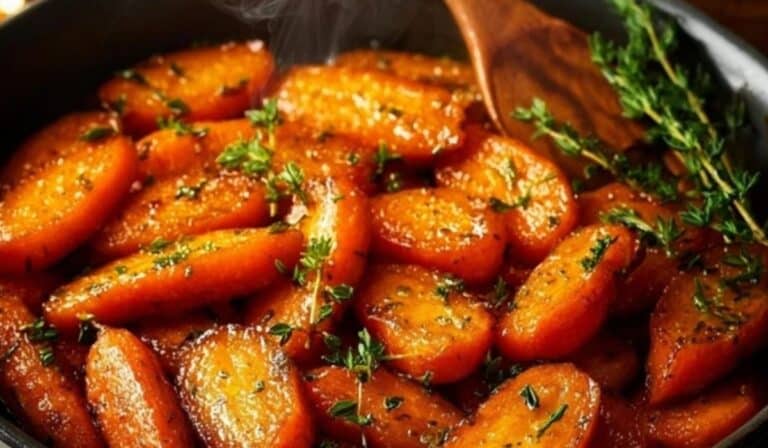 Glazed Carrots coated in buttery brown sugar glaze