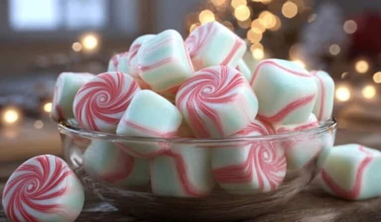 Soft Christmas Peppermints in festive bowl
