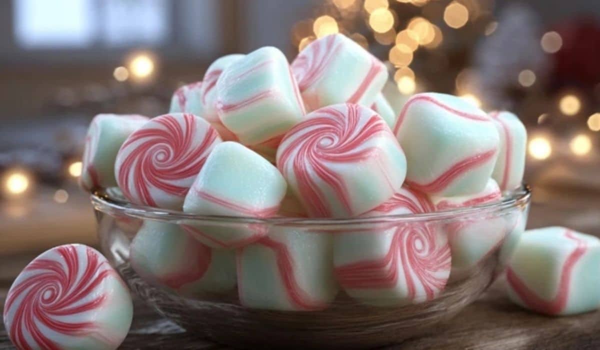 Soft Christmas Peppermints in festive bowl