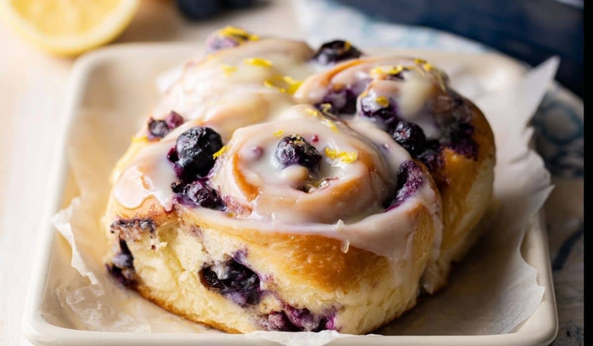 Blueberry Lemon Sweet Rolls fresh from oven
