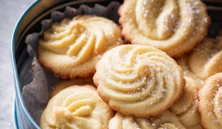 Soft Danish Butter Cookies in a blue tin