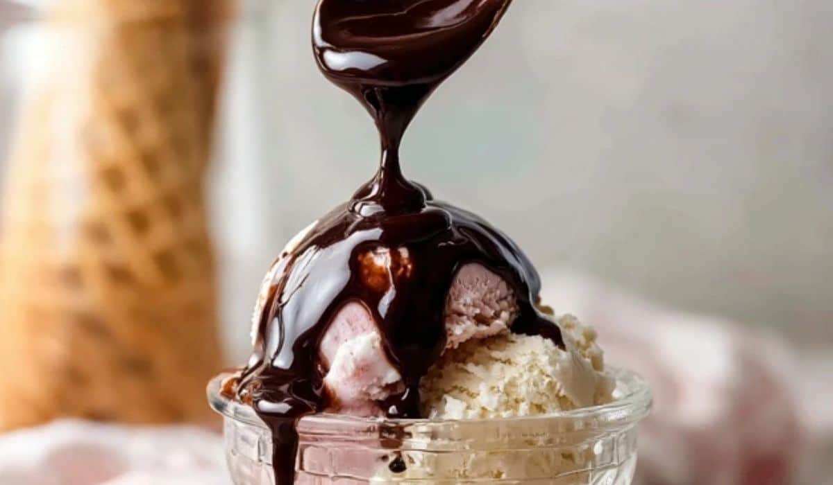 Homemade Hot Fudge Sauce over ice cream
