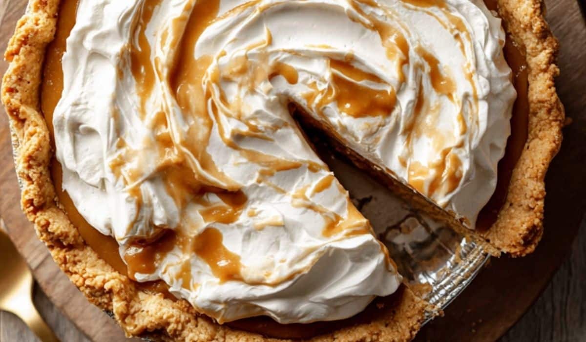 Butterscotch Pie on rustic table