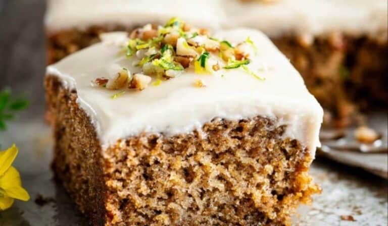 Zucchini Cake Slice with Cream Cheese Frosting