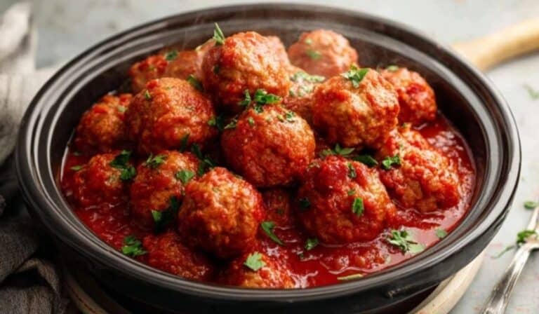 Slow Cooker Turkey Meatballs in marinara sauce