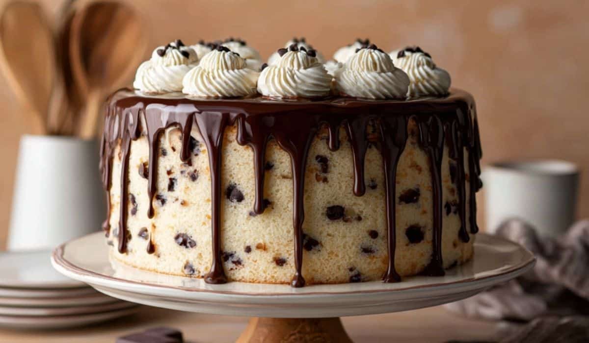 Chocolate Chip Cake with Ganache Drip