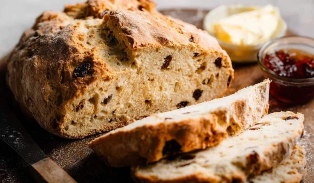 Freshly baked Irish Soda Bread sliced open