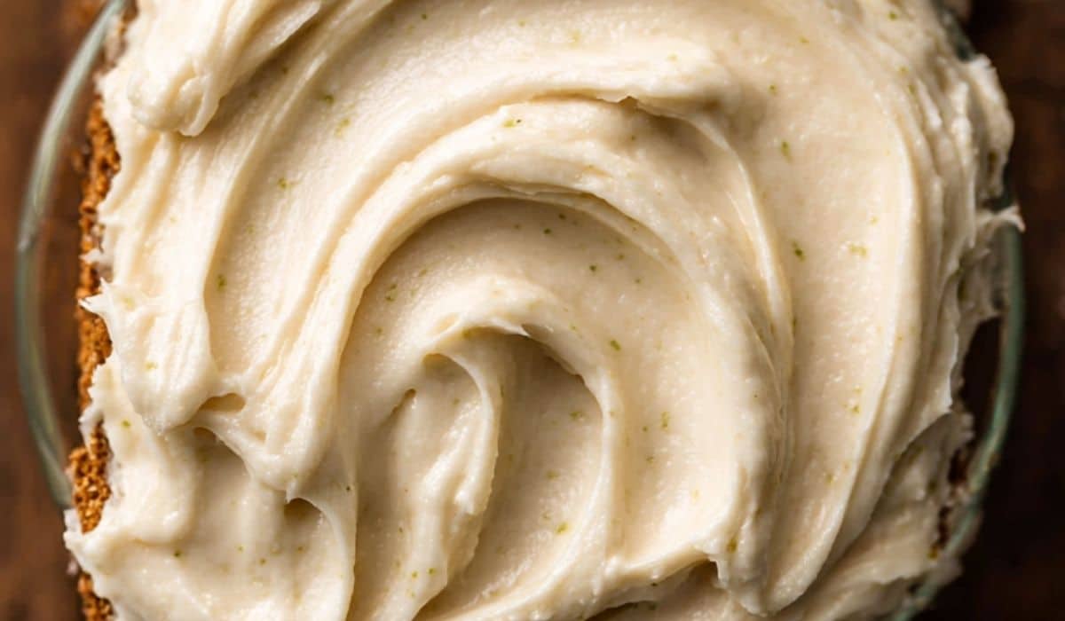 Brown Butter Cream Cheese Frosting in a rustic bowl