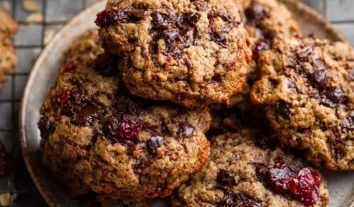 Chocolate Cranberry Oatmeal Cookies fresh batch
