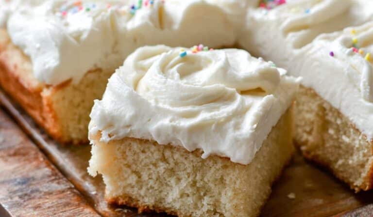 Vanilla Sheet Cake with Whipped Buttercream Frosting