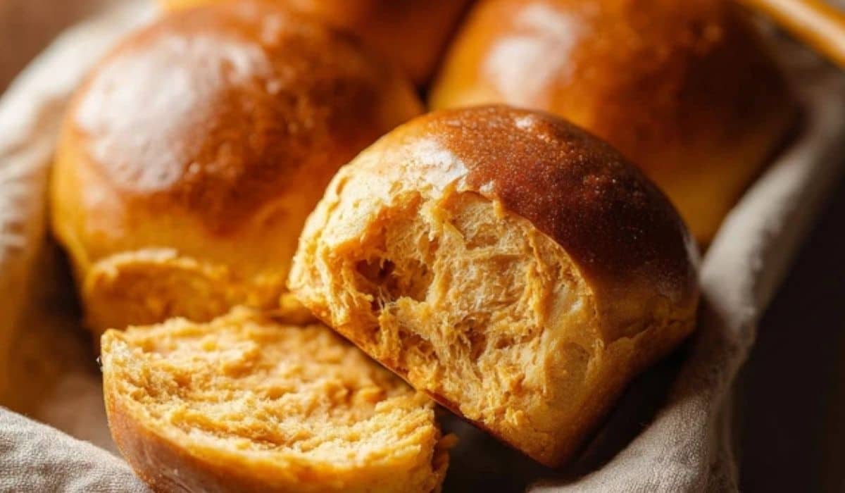 Sweet Potato Dinner Rolls fresh from oven
