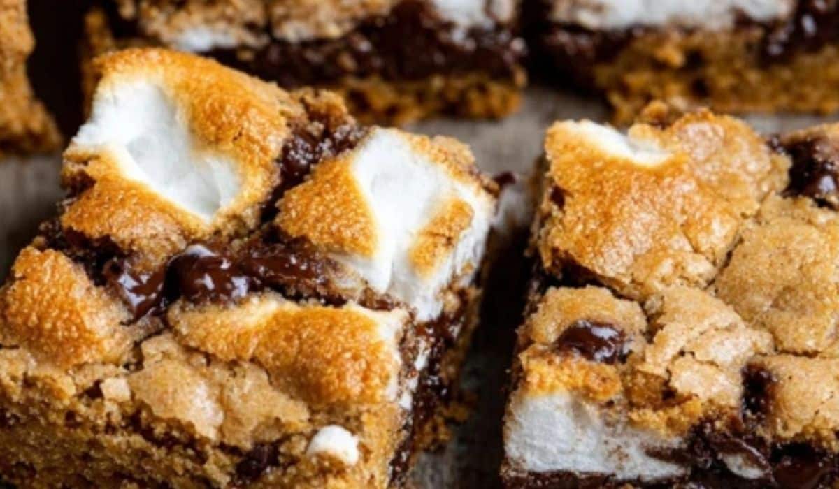 S’mores Cookie Bars fresh out of the oven