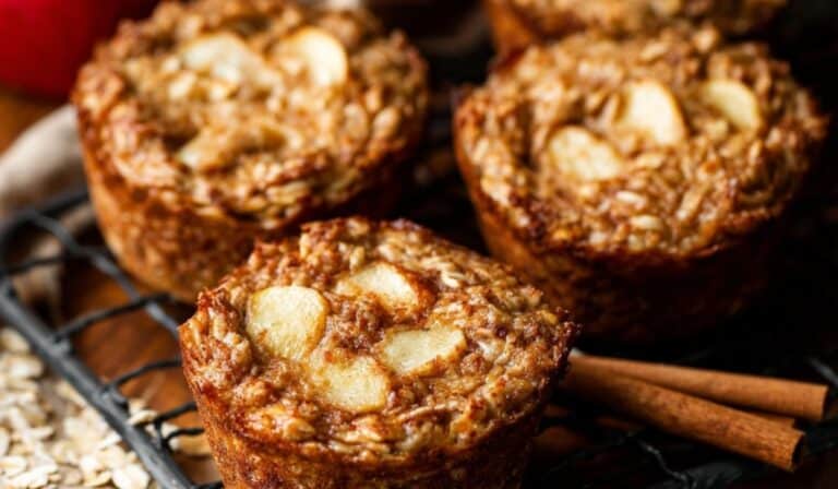 Apple Cinnamon Baked Oatmeal Cups fresh from the oven
