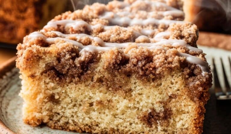 Cinnamon Crumb Coffee Cake with rustic topping