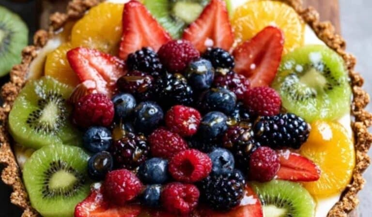 No-Bake Greek Yogurt Fruit Tart with fresh fruit