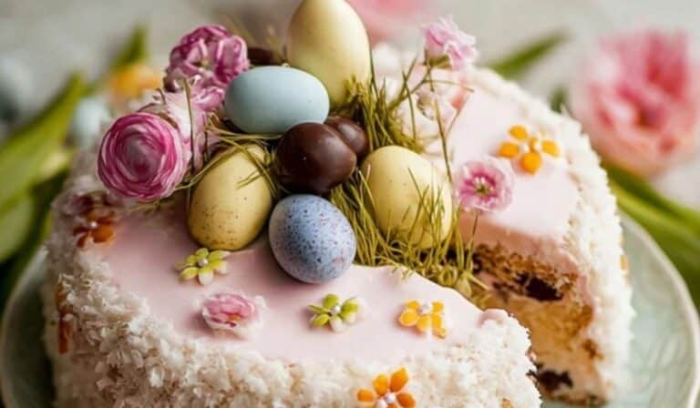 Easter Cake Recipe with Pastel Decorations