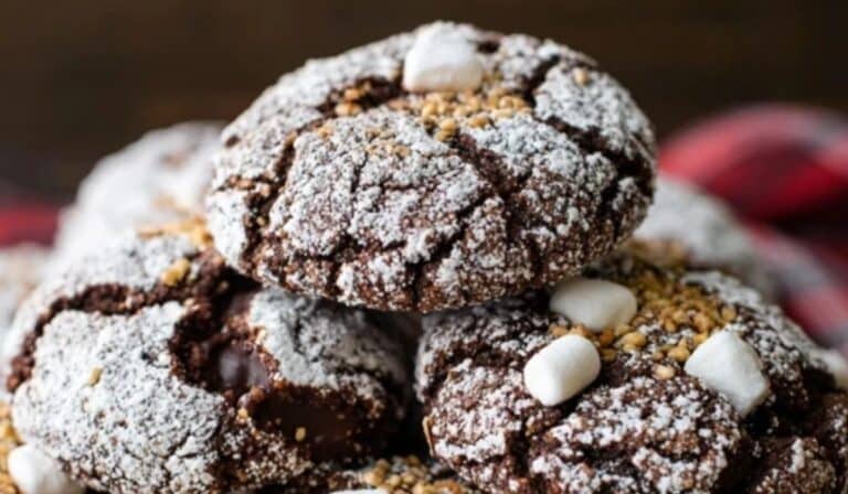 S’more Chocolate Crinkle Cookies on cooling rack