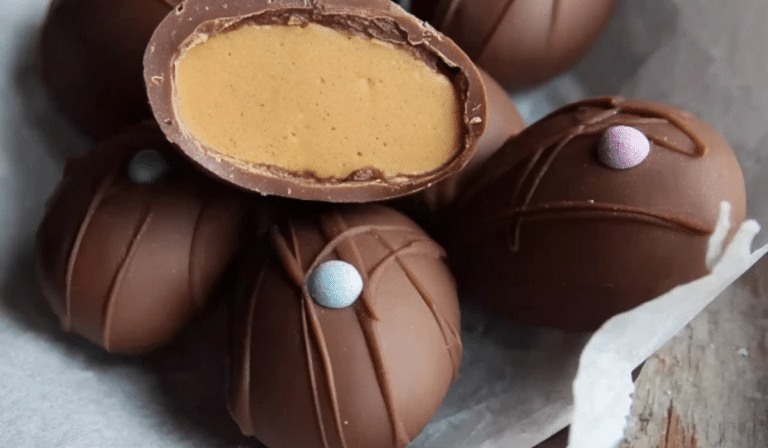 Peanut Butter Easter Eggs with creamy filling and milk chocolate shell