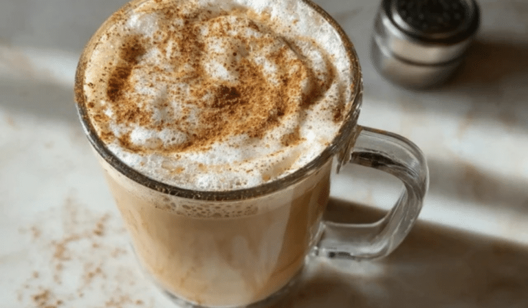 Creamy horchata-inspired latte recipe topped with cinnamon foam