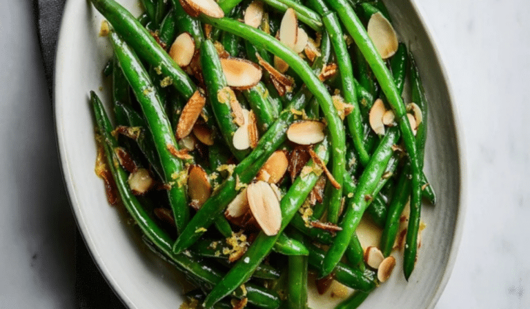 Green Beans Almondine with toasted almonds and lemon zest