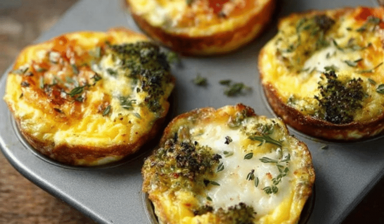 Egg Breakfast Cups in muffin tin with melted cheese
